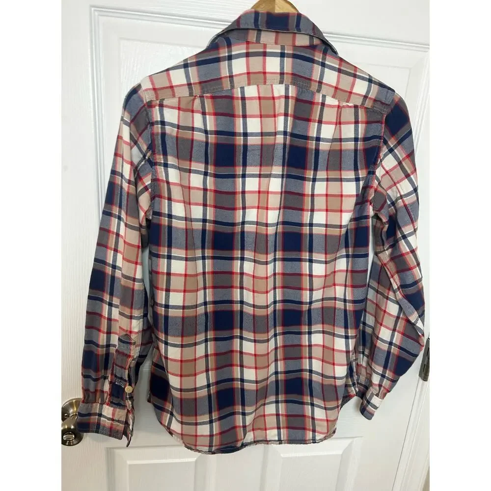 J. Crew Size XSmall Flannel 100% Cotton Button Down Blue Red